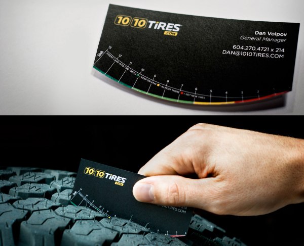 Bussines card for measuring tire tread